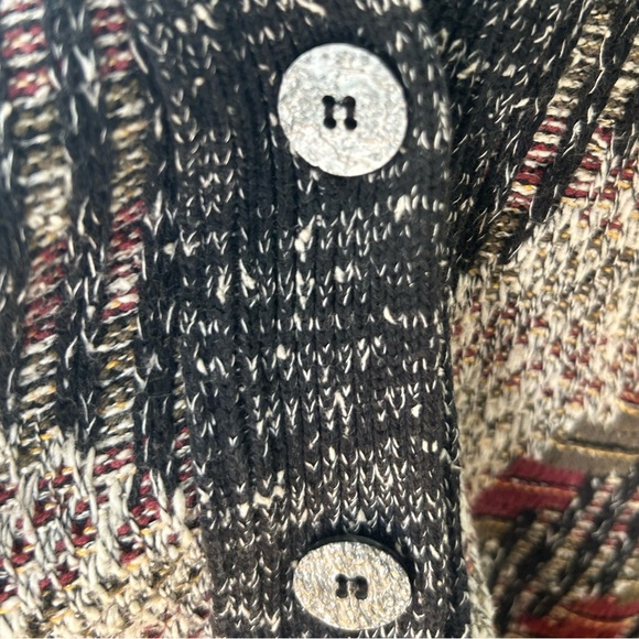 Vintage Winona Knits 80’s retro cardigan black burgundy Made in USA size large - Picture 2 of 8